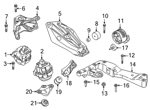 2022 BMW M440i xDrive Engine & Trans Mounting ABSORBER Diagram for 22119452141