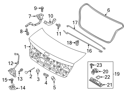 2020 Kia Optima Parking Aid Hinge Assembly-Trunk Lid Diagram for 79220D6000