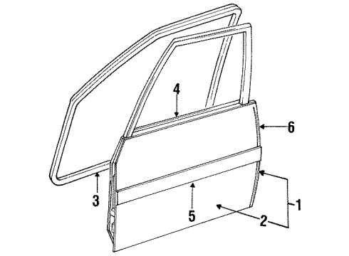 1995 Ford Escort Door & Components, Exterior Trim Belt Weatherstrip Diagram for FOCZ6120934A