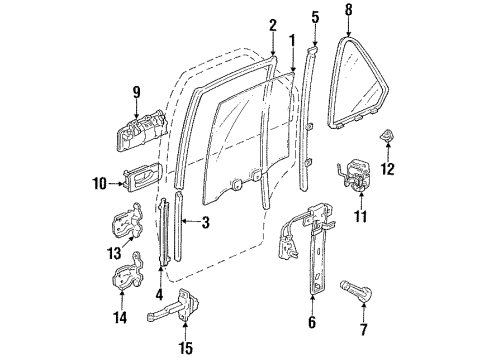 1991 Honda Accord Door & Components Handle Assembly, Left Rear Inside (Palmy Gray) Diagram for 72660-SM4-003ZA