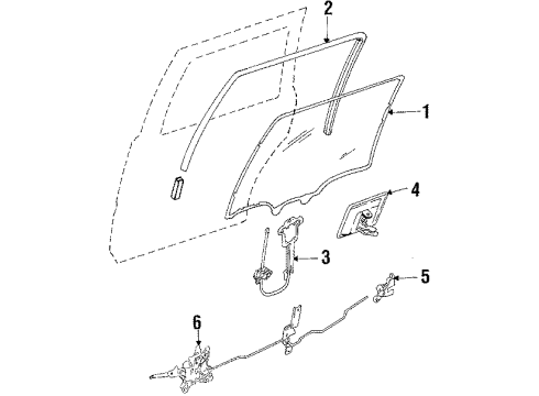 1986 Nissan Stanza Rear Door Glass & Hardware Rear Door Outside Handle Assembly Left Diagram for 82603-01R00