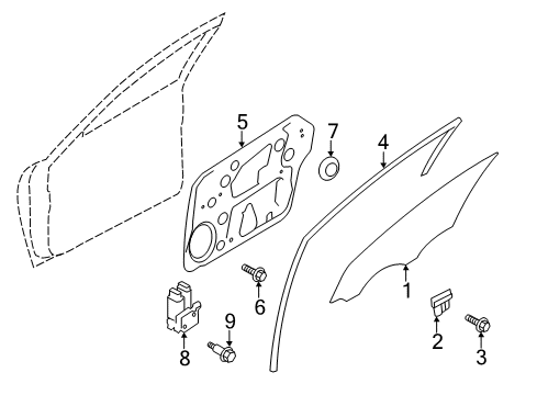 2015 Kia Optima Front Door Run Assembly-Front Door Window Glass Diagram for 825402T001