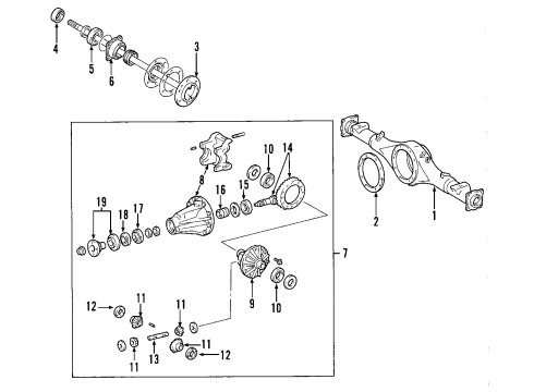 2004 Lexus GX470 Rear Axle, Differential, Propeller Shaft Carrier Diagram for 41101-35170