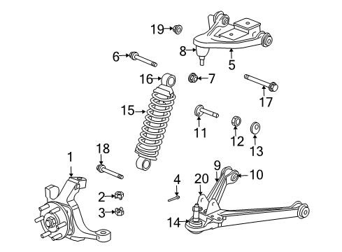 2003 Dodge Viper Suspension Components, Lower Control Arm, Upper Control Arm, Stabilizer Bar Lower Control Arm Diagram for 5290692AA