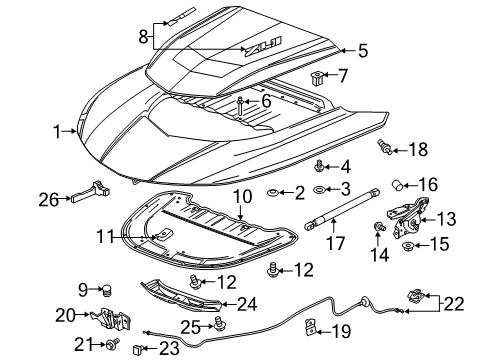 2017 Chevrolet Camaro Hood & Components Hinge Diagram for 84110989