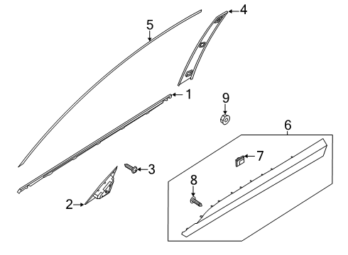 2020 Hyundai Palisade Exterior Trim - Front Door GARNISH Assembly-FRT Dr Side, LH Diagram for 87721-S8200