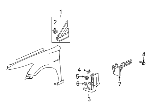 2010 Acura ZDX Exterior Trim - Fender Garnish Assembly, Right Front Pillar Diagram for 75490-SZN-A02