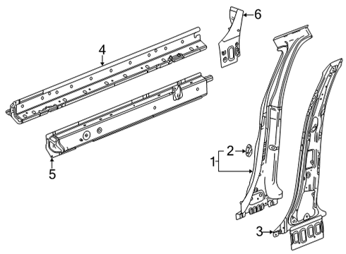 2022 Buick Encore GX Center Pillar & Rocker Rear Reinforcement Diagram for 42559835