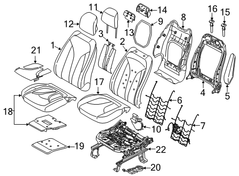 2015 Lincoln MKC Front Seat Components Headrest Guide Diagram for DU5Z-96610A16-AE