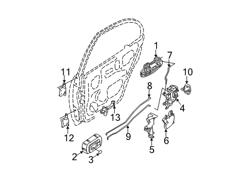 2002 Nissan Altima Rear Door Rod-Lock Knob, L Diagram for 82513-8J000