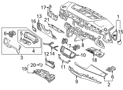 2016 Hyundai Equus Cluster & Switches, Instrument Panel Bracket-Lower Crash Pad Mounting, LH Diagram for 84757-3N800