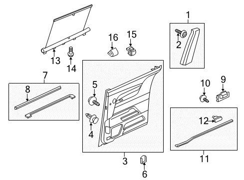 2012 Honda Odyssey Sliding Door Clip Diagram for 90656-TK8-A01