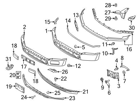 2019 Ford F-150 Front Bumper End Cover Diagram for JL3Z-17E811-AB