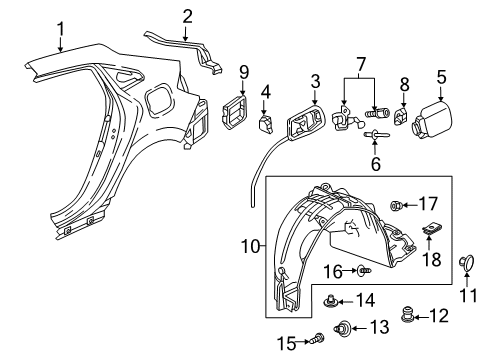 2017 Honda Civic Quarter Panel & Components, Exterior Trim Screw, Tapping (5X16) Diagram for 90121-SA7-000