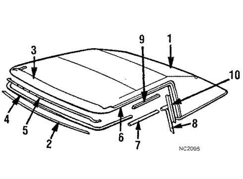 1985 Chrysler Town & Country Roof Cover & Components WELTING-Top Header Cc #8800004 Diagram for X368AX9