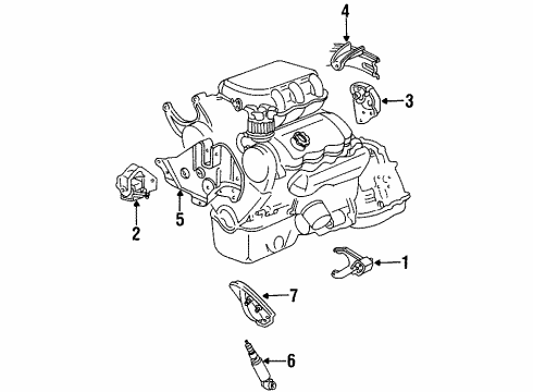 1993 Plymouth Sundance Engine & Trans Mounting Bracket Diagram for 4536152