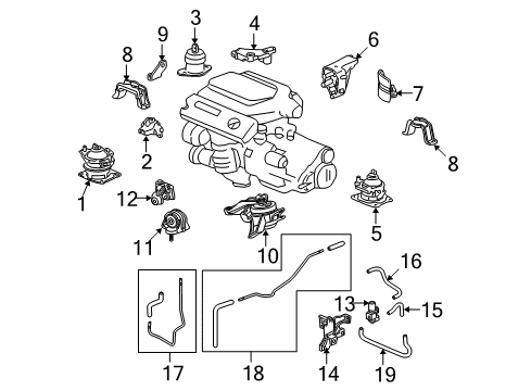 2013 Acura TL Engine & Trans Mounting Bracket, Front Engine Mounting Diagram for 50630-TK4-A11