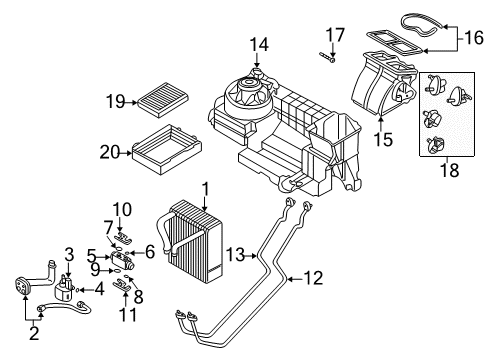 2006 BMW 750Li Air Conditioner Empty Housing For Rear Air Conditioning Diagram for 64106907742