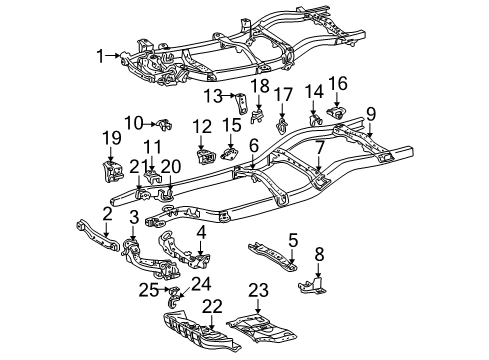 1998 Toyota Tacoma Frame & Components Spring Assembly Rear Bracket Diagram for 48405-35040