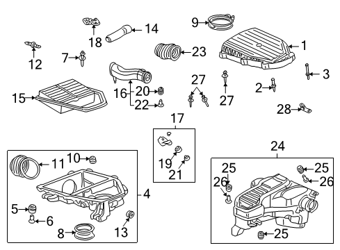 2001 Honda Civic Powertrain Control Rubber, Air Cleaner Housing Mounting Diagram for 17213-P13-000