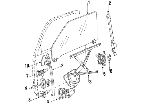 1987 BMW 535i Front Door - Glass & Hardware Catch Key Right Diagram for 51211901540