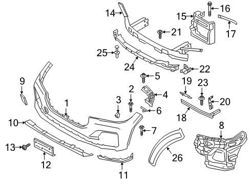2022 BMW X7 Bumper & Components - Front License-Plate Carrier Front Diagram for 51117446354