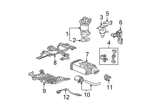 2001 Acura MDX Emission Components Stay, Fuel Vent Diagram for 17360-S0X-A01