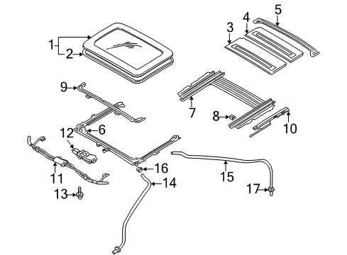 2001 Chrysler Sebring Sunroof SUNROFKIT-SUNROOF Lid Diagram for MR523132