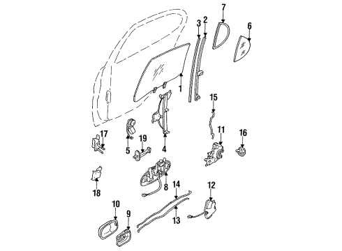 1995 Infiniti J30 Rear Door Motor Assy-Regulator, LH Diagram for 82731-10Y02