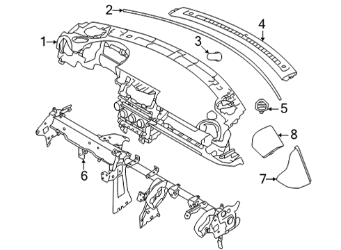 2022 Toyota GR86 Cluster & Switches, Instrument Panel Instrument Panel Seal Diagram for SU003-10672