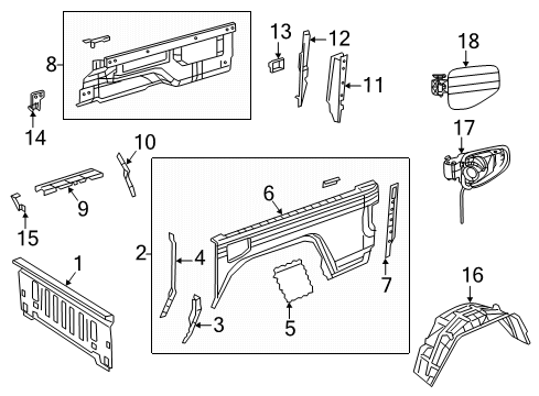 2020 Jeep Gladiator Front & Side Panels Patch Diagram for 68368092AA