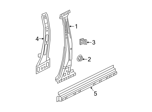 2019 Infiniti QX50 Center Pillar & Rocker Brace Assembly-Center Pillar Hinge, LH Diagram for G6571-5NAMA