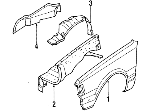 1984 Nissan 720 Fender & Components Hoodledge-RH Diagram for 64100-10W00