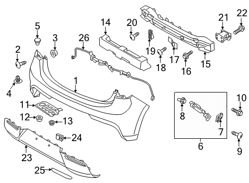 2022 Kia Rio Bumper & Components - Rear Bracket-Rear Bumper, Up Diagram for 86633H9010