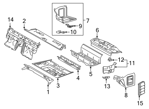 2020 Toyota GR Supra Rear Floor & Rails Floor Extension Holder Diagram for 90118-WA434