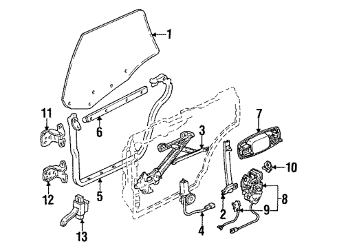 1993 Acura Vigor Rear Door Hinge, Left Rear Door (Upper) Diagram for 67950-SL5-003ZZ