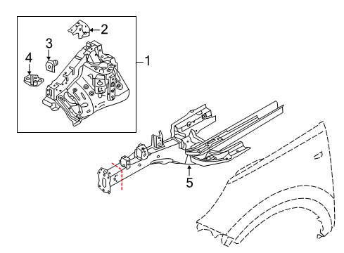 2014 Kia Sportage Structural Components & Rails Member Assembly-Front Side Diagram for 646013W450