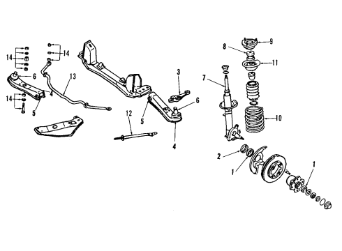 1988 Nissan 200SX Front Suspension Components, Lower Control Arm, Stabilizer Bar Seal Hub Diagram for 40232-30F00