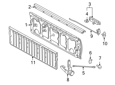 2014 Toyota Tacoma Tail Gate Protector Diagram for 65717-04020