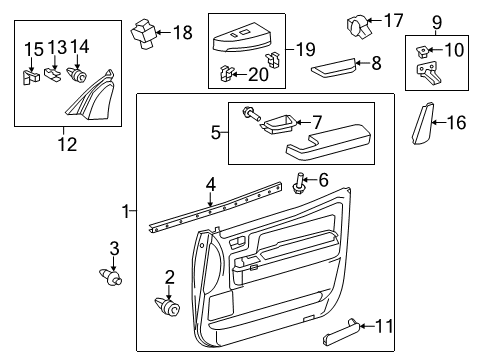 2014 Toyota Tundra Front Door Pull Handle Cover Diagram for 74222-0C010