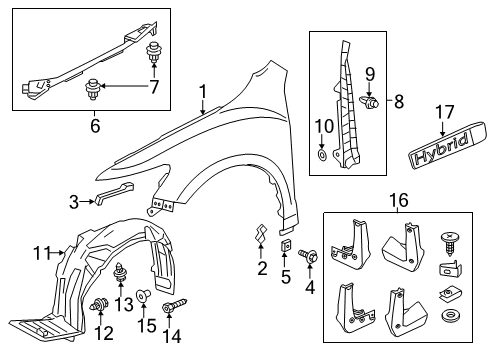 2019 Acura RLX Fender & Components, Exterior Trim Garnish Right, Front Fender Diagram for 74206-TY2-A50