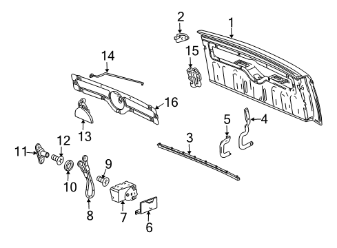 2005 Chevrolet SSR Gate & Hardware Hinge Asm-End Gate (LH) Diagram for 15163695