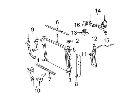 2009 Chrysler Town & Country Radiator & Components THRMOSTAT Diagram for 68273161AA