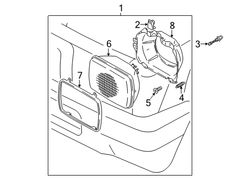 1996 Toyota Tacoma Headlamps Sealed Beam Mount Ring Diagram for 81153-89149