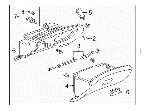 2014 Chevrolet Cruze Glove Box Glove Box Assembly Diagram for 95174266