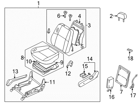 1999 Nissan Pathfinder Heated Seats Cushion Assy-Front Seat Diagram for 87350-2W522