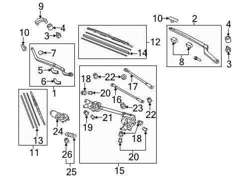 2006 Acura RL Wiper & Washer Components Stabilizer A Diagram for 76601-SJA-A01