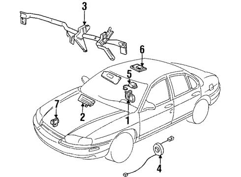 1997 Chevrolet Lumina Air Bag Components Airbag, Instrument Panel Diagram for 16758132