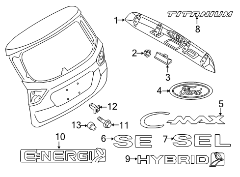 2014 Ford C-Max Lift Gate Release Handle Diagram for AM5Z-5843400-AAPTM