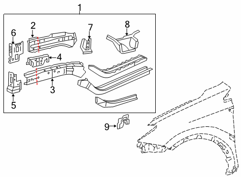 2016 Toyota RAV4 Structural Components & Rails Rail Extension Diagram for 57032-0R010